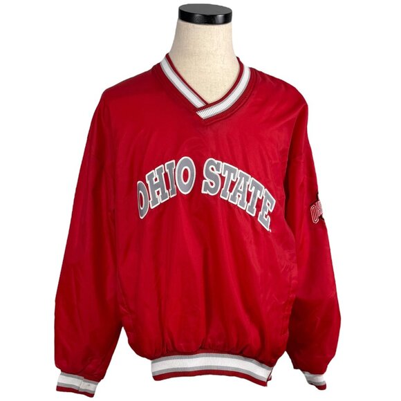 Ohio State Buckeyes Starter Jacket L Red Nylon Polyester Vintage 90s - Picture 1 of 11